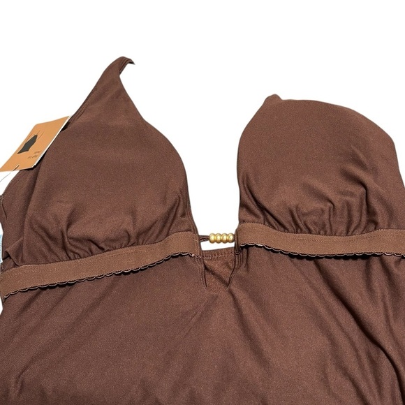 SHADE & SHORE - NWT - SIZE 12/14 - RICH BROWN - STYLE: THE HIGH LEG CHEEKY B5 - Picture 9 of 10